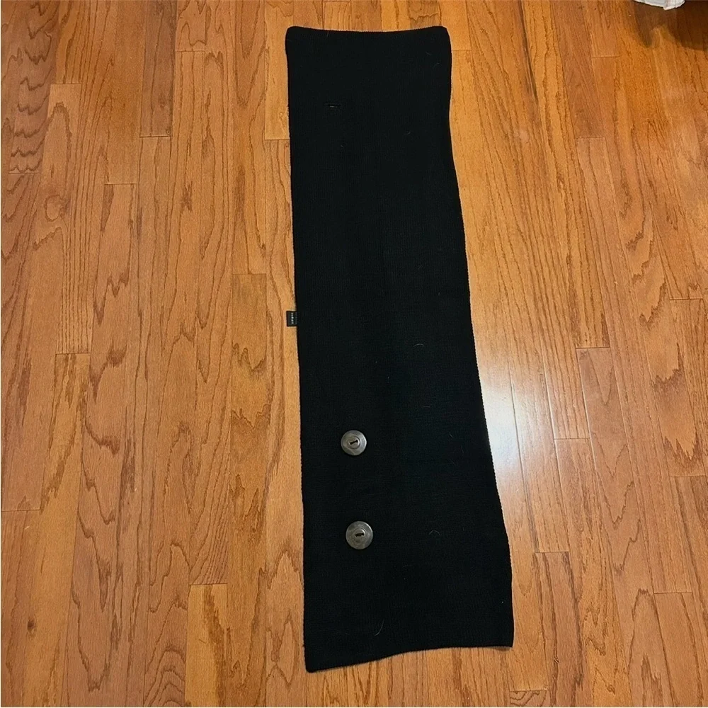 Black Ribbed Knit Button Scarf Wrap – Oversized